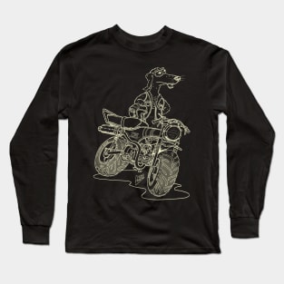 Daxhund and his motorcycle, dark shirts no background. Long Sleeve T-Shirt